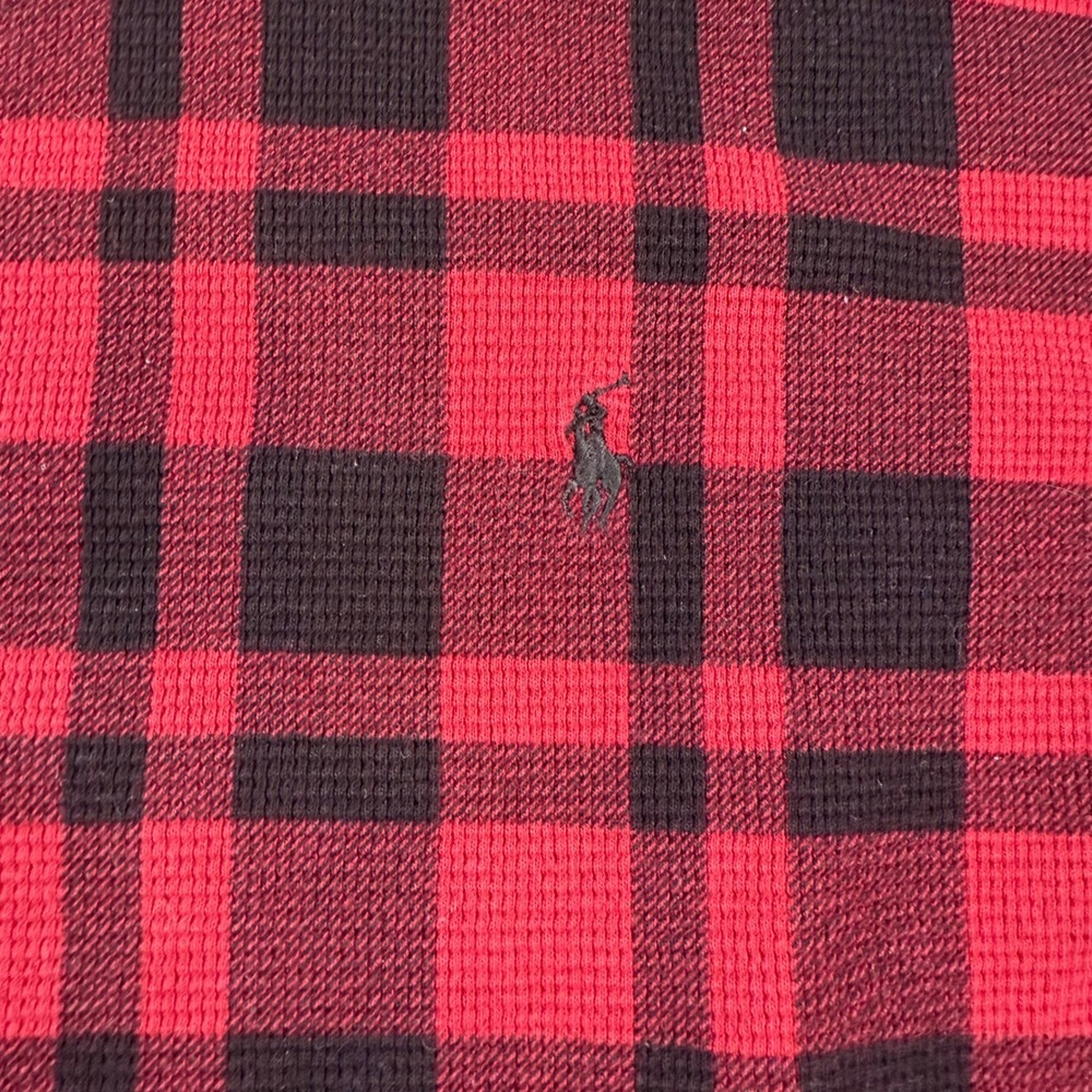 Polo Ralph‎ Lauren Mens Long Sleeve Thermal Plaid Crewneck Shirt Size L G - Picture 4 of 6